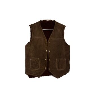 Vintage Wool Lined Leather Vest